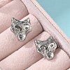 304 Stainless Steel Wolf Clip-on Earrings EJEW-B116-02P-3