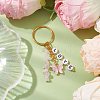 Alloy Enamel Acrylic with Natural Rose Quartz Keychain KEYC-JKC00806-05-2