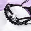 Adjustable Natural Obsidian & Hematite Braided Bead Bracelets BJEW-U035-01A-3
