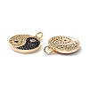 Rack Plating Brass Micro Pave Clear & Black Cubic Zirconia Pendants X-KK-B050-01G-2