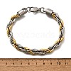 304 Stainless Steel Rope Chain Bracelets for Women BJEW-C091-03A-GP-5