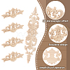 12Pcs 2 Styles Natural Solid Wood Carved Onlay Applique Craft AJEW-AR0005-05-3