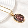 Unisex Religion 304 Stainless Steel Enamel Oval Pendant Box Chain Necklaces STAS-H258-02G-03-2