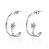 Stainless Steel Arc Stud Earrings with Cubic Zirconia for Women KB3039-2-1