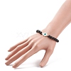 Hamsa Hand with Evil Eye Shell & Natural Lava Rock Beaded Stretch Bracelet BJEW-JB08235-04-3