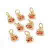 Brass Cubic Zirconia Pendants ZIRC-O041-03G-2