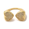 Rack Plating Brass Micro Pave Clear Cubic Zirconia Cuff Rings for Women RJEW-G325-13E-G-2