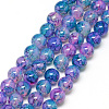 Baking Painted Glass Beads Strands X-DGLA-Q023-8mm-DB72-1