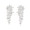 Rhodium Plated 925 Sterling Silver Micro Pave Clear Cubic Zirconia Stud Earring Findings STER-U004-07P-1