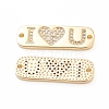 Brass Micro Pave Cubic Zirconia Links ZIRC-L093-34G-2