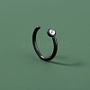 304 Stainless Steel Crystal Rhinestone Flat Round Cuff Hoop Nose Rings WG9BB1A-02-1