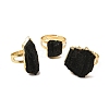 Natural Tourmaline Irregular Nugget Adjustable Ring RJEW-F132-04G-1