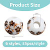 210Pcs 6 Styles Floral Printed Porcelain Beads PORC-DC0001-15-2