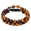 Natural Tiger Eye Braided Bead Bracelet BJEW-SW00001-11-1