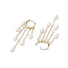 Natural Freshwater Pearl Tassel Hoop Earrings EJEW-TA00521-4