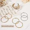  6 Pairs 6 Style 304 Titanium Steel Flattened Big Hoop Earrings for Women STAS-TA0001-89-4