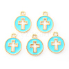 Light Gold Plated Alloy Enamel Pendants X-ENAM-R136-18D-1