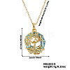 Elegant Brass & Glass Hollow Design Tree Pendant Necklaces WX2591-9-2