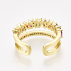 Brass Micro Pave Cubic Zirconia Cuff Rings RJEW-S044-037-3