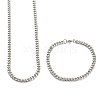 304 Stainless Steel Cuban Link Chain Bracelets & Necklaces Jewelry Sets SJEW-B019-03A-P-3