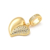 Brass Micro Pave Clear Cubic Zirconia Heart European Dangle Charms KK-U044-03G-2