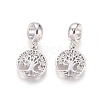 Brass Micro Pave Clear Cubic Zirconia European Dangle Charms OPDL-L016-10P-1