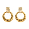 Ring Brass Micro Pave Clear Cubic Zirconia Dangle Stud Earrings EJEW-R025-08G-4