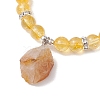 Raw Rough Natural Citrine Charm Bracelets BJEW-JB10298-05-3