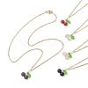 Natural Lapis Lazuli/Carnelian/Rose Quartz/Amethyst/Synthetic Moonstone Cherry Pendant Necklaces NJEW-JN05151-1