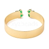 Brass Pave Green Glass Open Cuff Bangles for Women BJEW-S147-15G-A-3