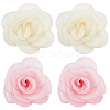 CRASPIRE 4pcs 2 colors Detachable Artificial Rose Organza Shoe Decoration AJEW-CP0001-82-1
