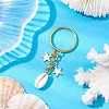 Iron with Natural Cowrie Shell Keychain KEYC-JKC00854-2