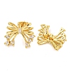 Bowknot Brass Micro Pave Cubic Zirconia Stud Earrings for Women EJEW-P275-05G-2