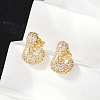 Brass Micro Pave Cubic Zirconia Stud Earrings EJEW-Z091-04G-L-4