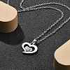 304 Stainless Steel Crystal Rhinestone Heart Pendant Cable Chain Necklaces for Women NJEW-Z056-01D-P-1