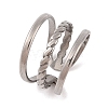 Non-Tarnish Twist 304 Stainless Steel Three-layer Cuff Rings for Women RJEW-G322-02P-1