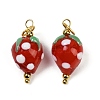 304 Stainless Steel with Handmade Lampwork Pendants STAS-Q352-02G-E-1