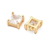 Brass Micro Pave Clear Cubic Zirconia Charms KK-G516-30G-2