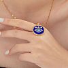 Brass Blue Enamel Evil Eye Pendant Dapped Chain Necklaces for Women Men BX0691-1-2