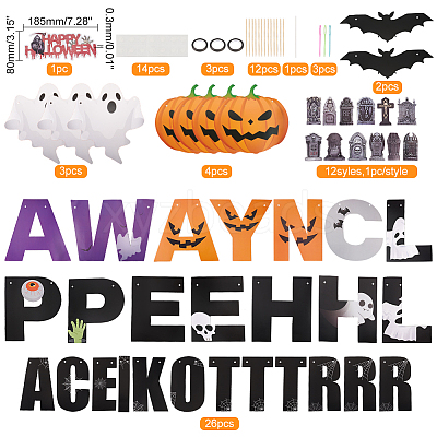 Halloween Decoration Paper Flag Banners DIY-WH0453-12A-1
