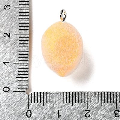 Fruit Theme Flocking Opaque Resin Pendants RESI-D017-04C-P-1