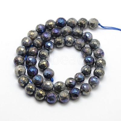 Electroplate Natural Labradorite Beads Strands X-G-L150-8mm-01-1