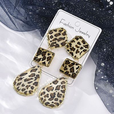 Alloy acrylic Dangle Stud Earrings LS-EJEW-M075-01G-05-1