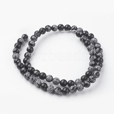 Natural Snowflake Obsidian Bead Strands G-G735-72-6mm-1
