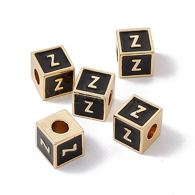Rack Plating Brass Enamel Beads KK-B060-04G-01Z-1
