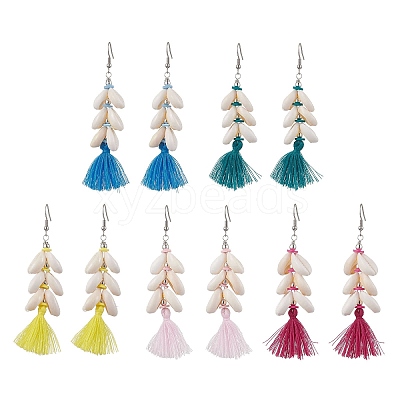 5 Pairs Shell Shape 304 Stainless Steel Dangle Earrings EJEW-JE06418-S-1