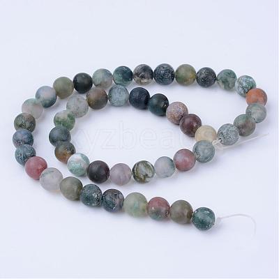 Natural Indian Agate Beads Strands G-Q462-8mm-08-1