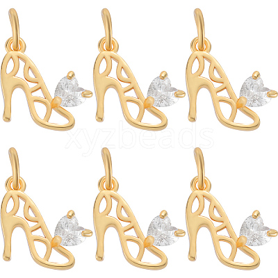 10Pcs Brass Micro Pave Cubic Zirconia Stilettos Charms ZIRC-BBC0002-79-1