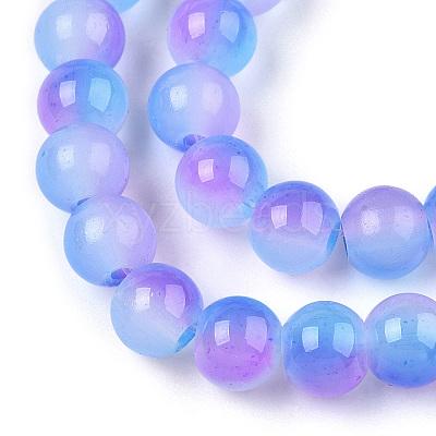 Baking Paint Imitation Jade Glass Round Bead Strands DGLA-N003-8mm-01-1