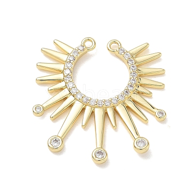 Brass Micro Pave Clear Cubic Zirconia Connector Charms CU-CBAEC29-01G-1